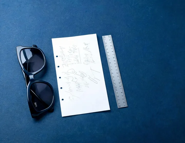 Square sunglasses prepared for an application brief
